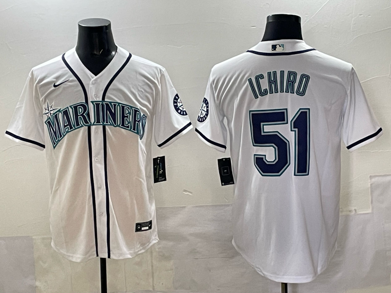 Men Seattle Mariners #51 Ichiro white MLB 2025 Nike jersey 015->atlanta braves->MLB Jersey